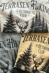 Shirts with 'Terrasen Hiking & Outdoor Club' design featuring trees and deer.