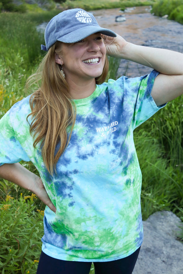 I Hope Something Good Happens Tie Dye T - Blue/Green LAST CHANCE!