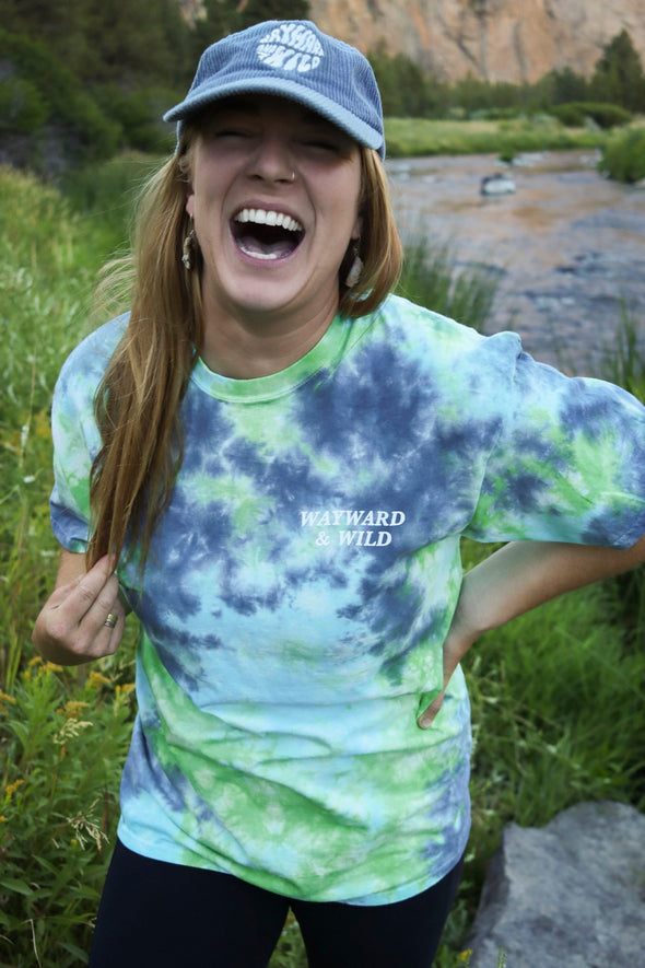 I Hope Something Good Happens Tie Dye T - Blue/Green LAST CHANCE!