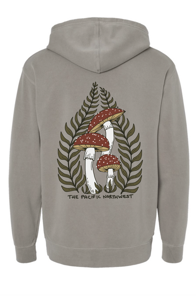 Amanita and Fern Pigment Wash Hoodie