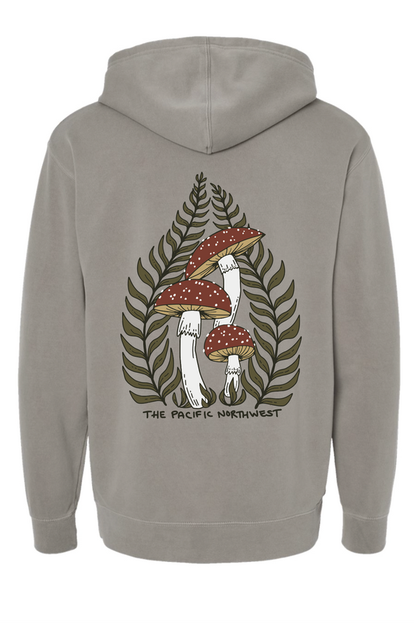 Amanita and Fern Pigment Wash Hoodie
