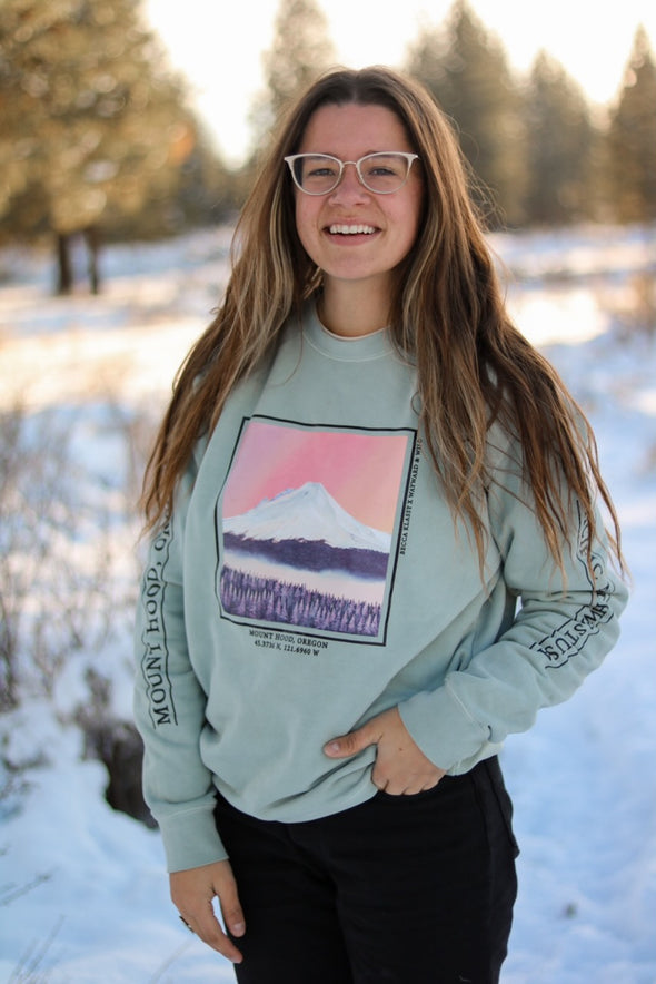 Sunrise on Mt. Hood Sweatshirt - Collab w/ Becca Klassy Paints