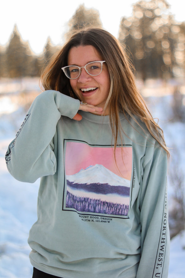 Sunrise on Mt. Hood Sweatshirt - Collab w/ Becca Klassy Paints