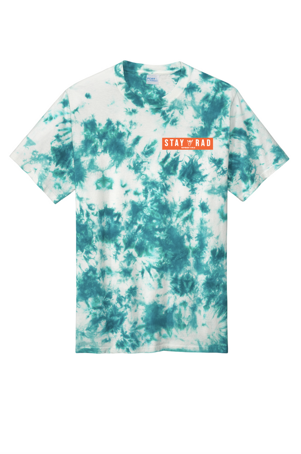 Stay Rad White and Teal Tie-Dye Tee - LAST CHANCE